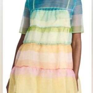 STAUD Pastel Striped Mini Dress